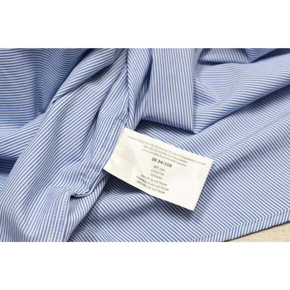 Haggar Men's Button Down Shirt Classic Fit Size 20 34/35 Blue Striped Long Sleev - Picture 2 of 8